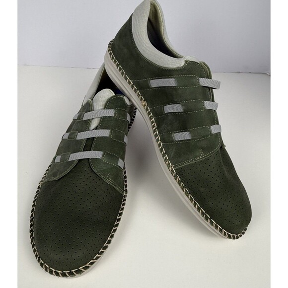 On Foot Your Way Mens Olive Green Leather No Tie Sneakers NEW Size 11 EU Sz 44